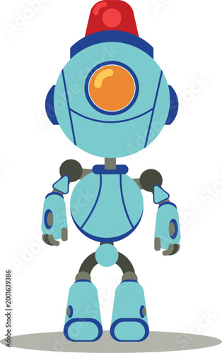Cute Cartoon Robot Vector Illustration, Friendly Futuristic Android Character, Kids Tech Mascot Flat Design Clipart