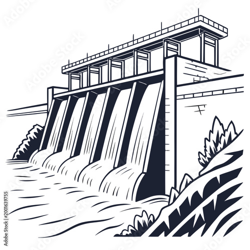 hydroelectric dam with flowing water and open gates high quality professional