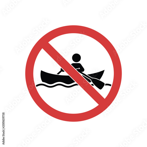 no kayaking sign with red circle and slash