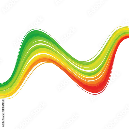 Abstract colorful wavy lines on white background, vibrant brush strokes, dynamic movement
