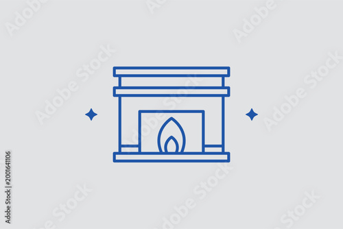 Fireplace line icon. Warm vector illustration for interior design concepts and cozy home atmosphere articles.