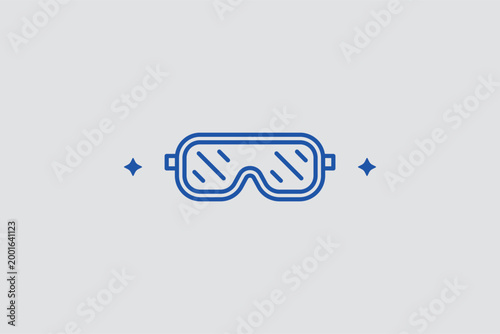 Ski goggles line icon. Protective vector illustration for eye safety guides and winter sport gear reviews.