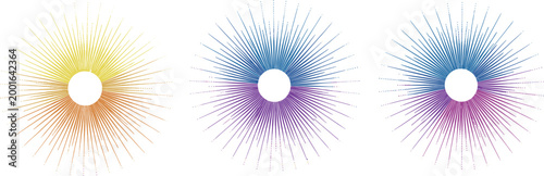 bstract radial sunburst shapes colorful gradient circular burst lines geometric starburst design modern decorative vector set