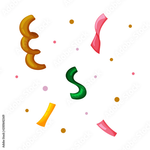 Colorful Festive Confetti Falling Cartoon Vector