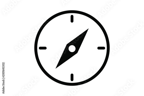 Classic compass icon with directional arrow pointing northeast isolated for navigation and adventure themes