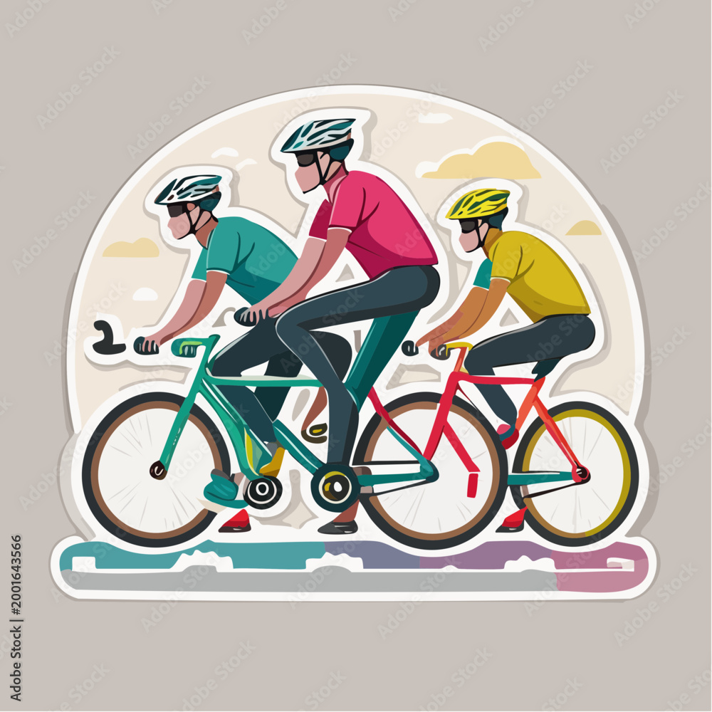 Fototapeta premium Three cyclists riding together