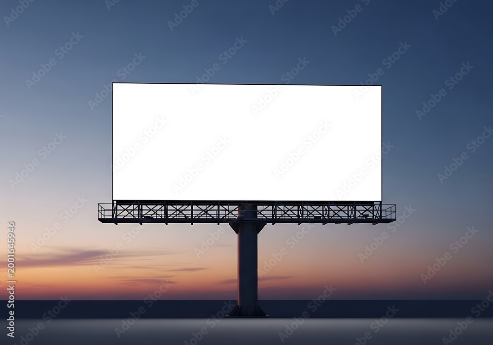 Obraz premium empty digital billboard at sunset with dramatic sky for advertising space