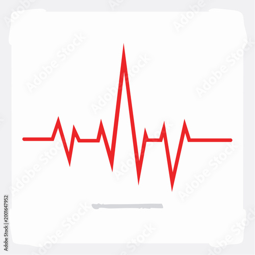 Red Heartbeat Line on White Background