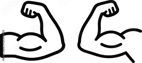 Stylized Flexed Arms with Clenched Fists Facing Each Other Symbolizing Strength, Competition, and Empowerment