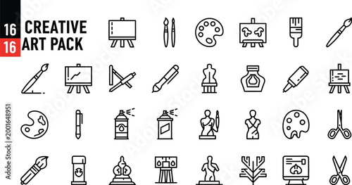 Artistic tools are displayed in a line set.