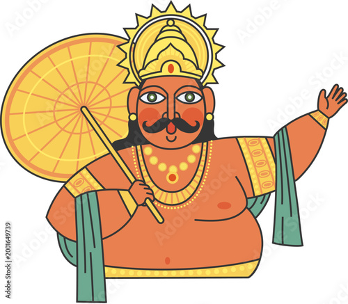 King Mahabali Holding an Umbrella