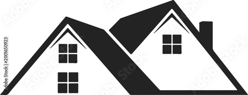 House roof icon with windows and chimney