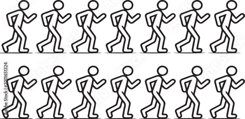 Endless Jogging Sequence: A repetitive sequence captures the dynamic motion of a person jogging, with a continuous stride against a simple background.