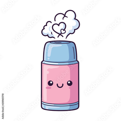 Cute Kawaii Thermos Flask with Heart Steam