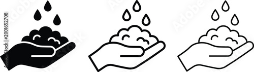 Hand holding soap with water drops isolated on white background, Vector