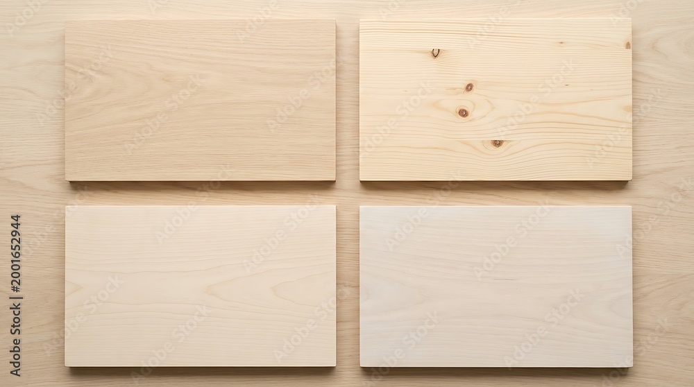 Naklejka premium Four light wood texture samples