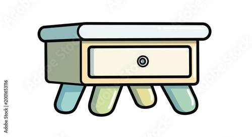 Cartoon bedside table with drawer and four legs