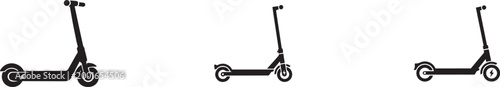 Vector illustration of three electric scooters in different positions and designs