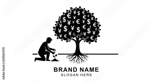 Silhouette of Child Playing Near Tree Illustration.