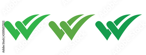 Check mark symbols for validation, confirmation, checklist signs, approval badge. Flat modern checkmark design. Vector illustration. 