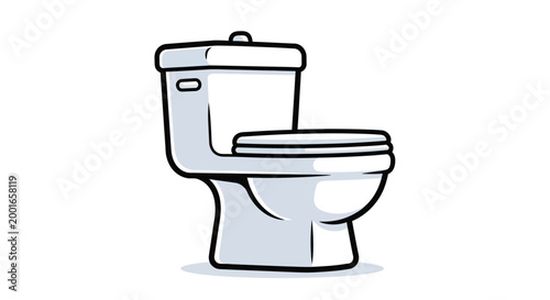 Modern white toilet on white background, clean bathroom fixture illustration
