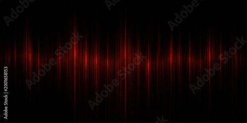 Dynamic red sound wave pulses rhythmically against a stark black backdrop, creating a visually compelling representation of audio energy and sonic movement.