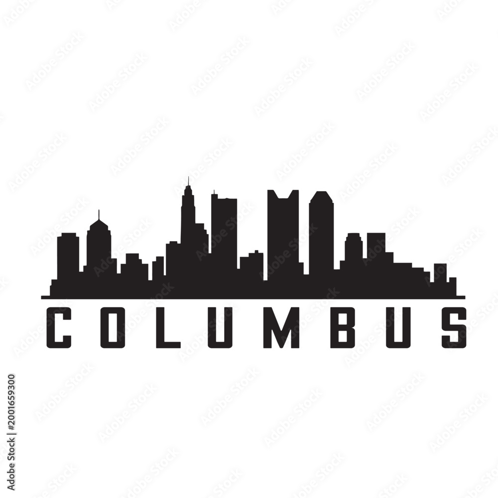 Fototapeta premium Columbus Ohio Skyline Simple Black Icon Minimal City Silhouette Vector