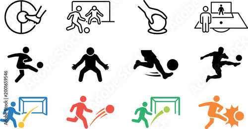Football championship 2026 vector illustration soccer icons players in action