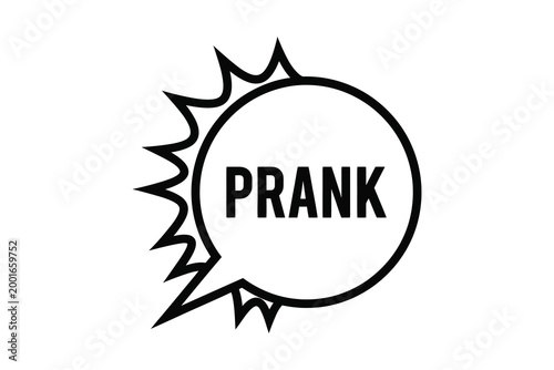 Funny comic style prank explosion speech bubble design with bold text isolated illustration