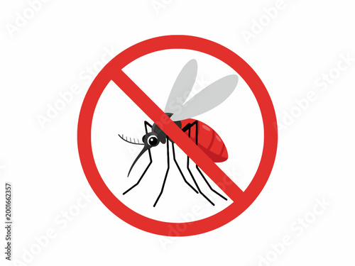 Mosquito Prohibition Sign Vector for Pest Control Concept