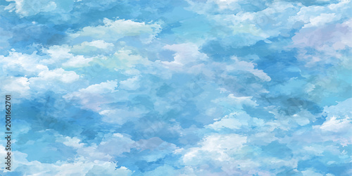 The canvas of the sky painted with soft brushstrokes of clouds, offering a sense of serenity and infinite expanse. This image evokes feelings of peace, freedom and dreams.