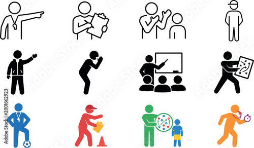 Soccer officials players icons for international soccer tournament coverage