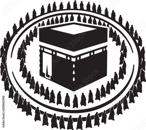 kaaba hajj pilgrimage islamic vector illustration