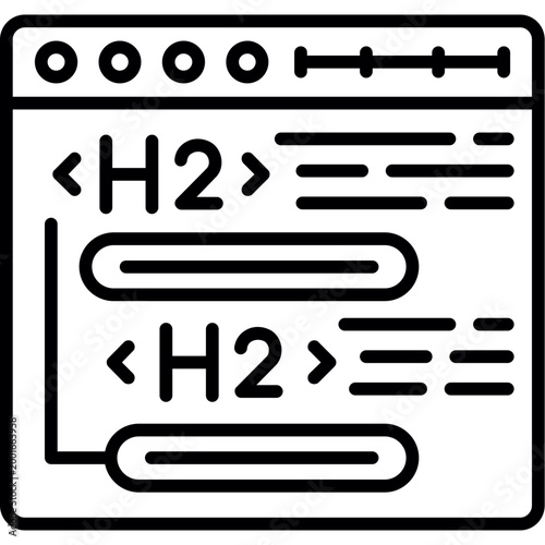 H2 Tag Icon Vector Element