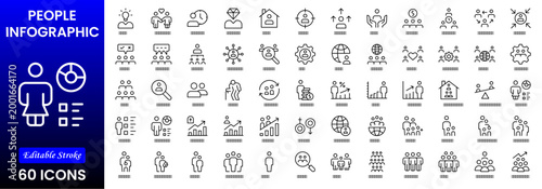 People icon set in flat style. Line icon set. Management line icons. Line Business People. Human resources. office management. Vector illustration.