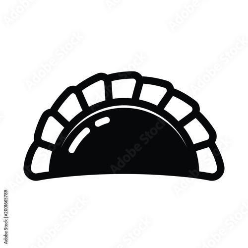 Black icon of a single dumpling or empanada food pastry