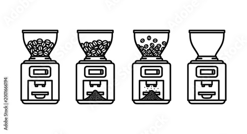 Coffee Grinder Process Icons