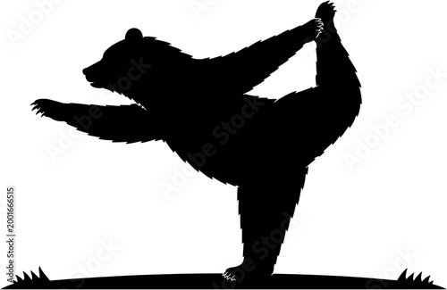 Bear Dancer Yoga Pose Silhouette Minimal Vector Animal Balance Flexibility Illustration