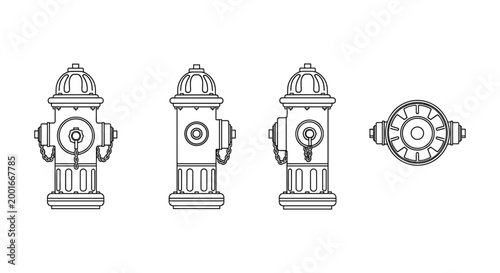 Fire Hydrant Line Art Collection