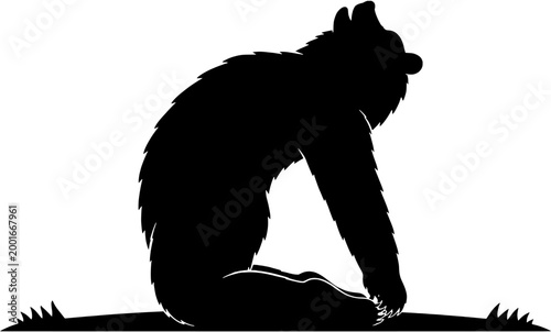 Bear Camel Yoga Pose Silhouette Minimal Vector Animal Backbend Stretch Illustration