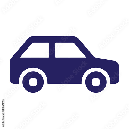 Simple blue car silhouette icon for transportation and automotive industry