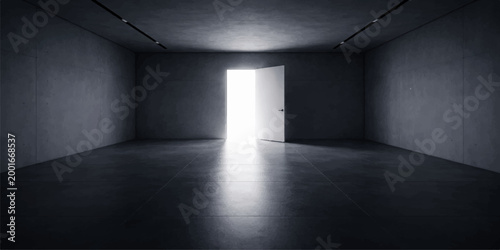 The empty room with light, a window, and a wall defines the architectural interior of this long hotel hallway and corridor.