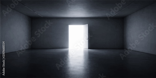 Bild auf Leinwand Empty dark room interior with light from a window on the floor in a 3d architect