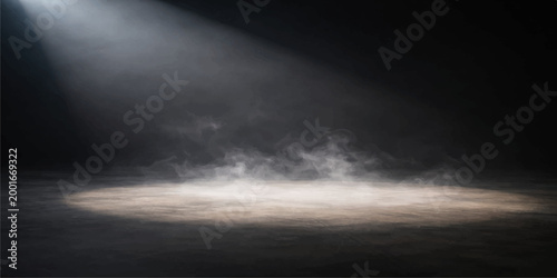 A dramatic cloudscape reveals light in the darkness breaking through stormy smoke in the dark night sky to create an abstract nature scene
