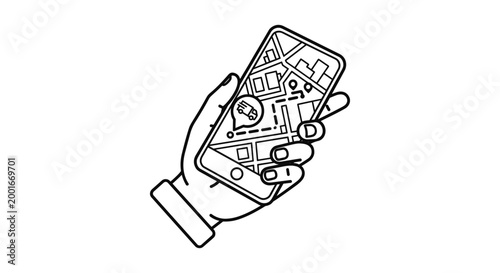 Hand Holding Smartphone With Map