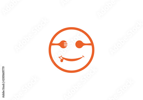 state of mind emoticon icon eating delicious logo vector