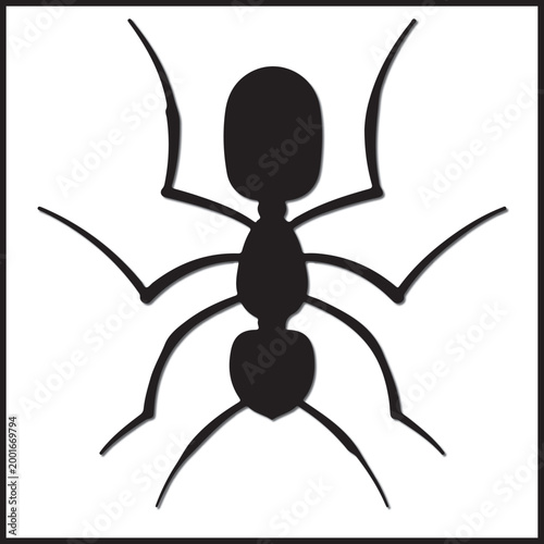 Black Ant Silhouette Vector Isolated on Transparent Background