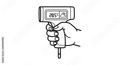 Hand Holding Digital Thermometer
