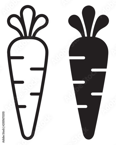 carrot vegetable icon set, minimal vector line and solid style, healthy food and organic farm ingredient symbol isolated on transparent background