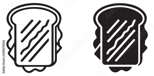 sandwich icon set with filling, minimal vector line and solid style, food and lunch symbol isolated on transparent background
